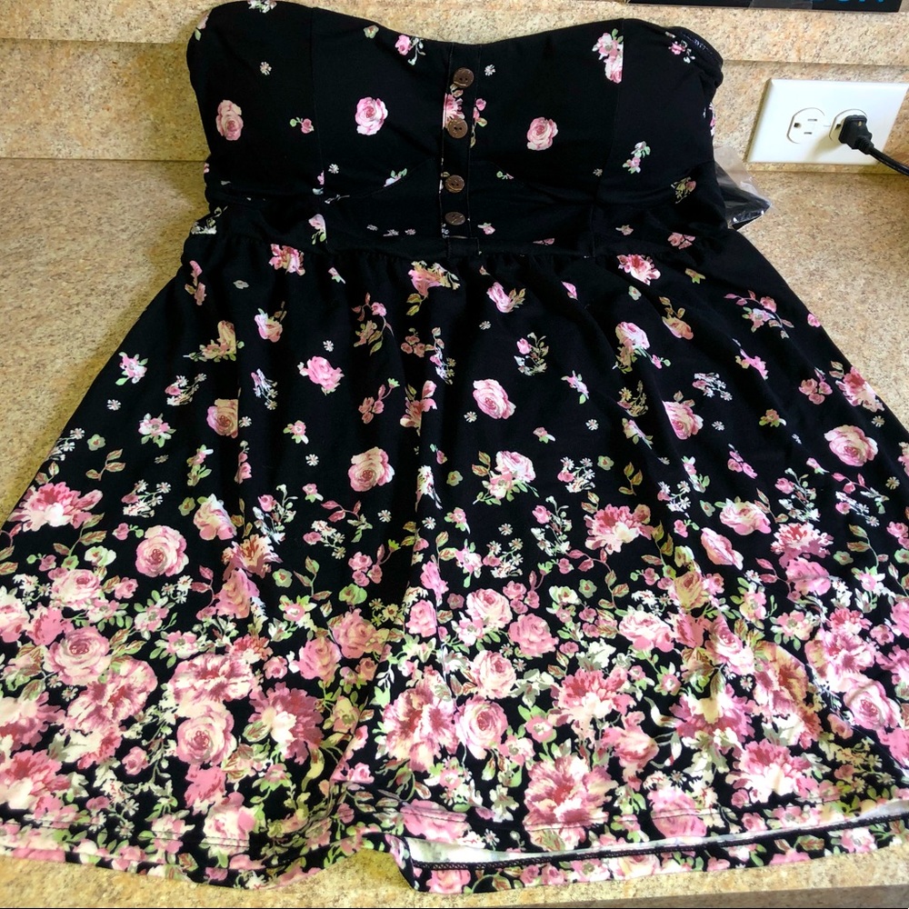 Strapless floral dress